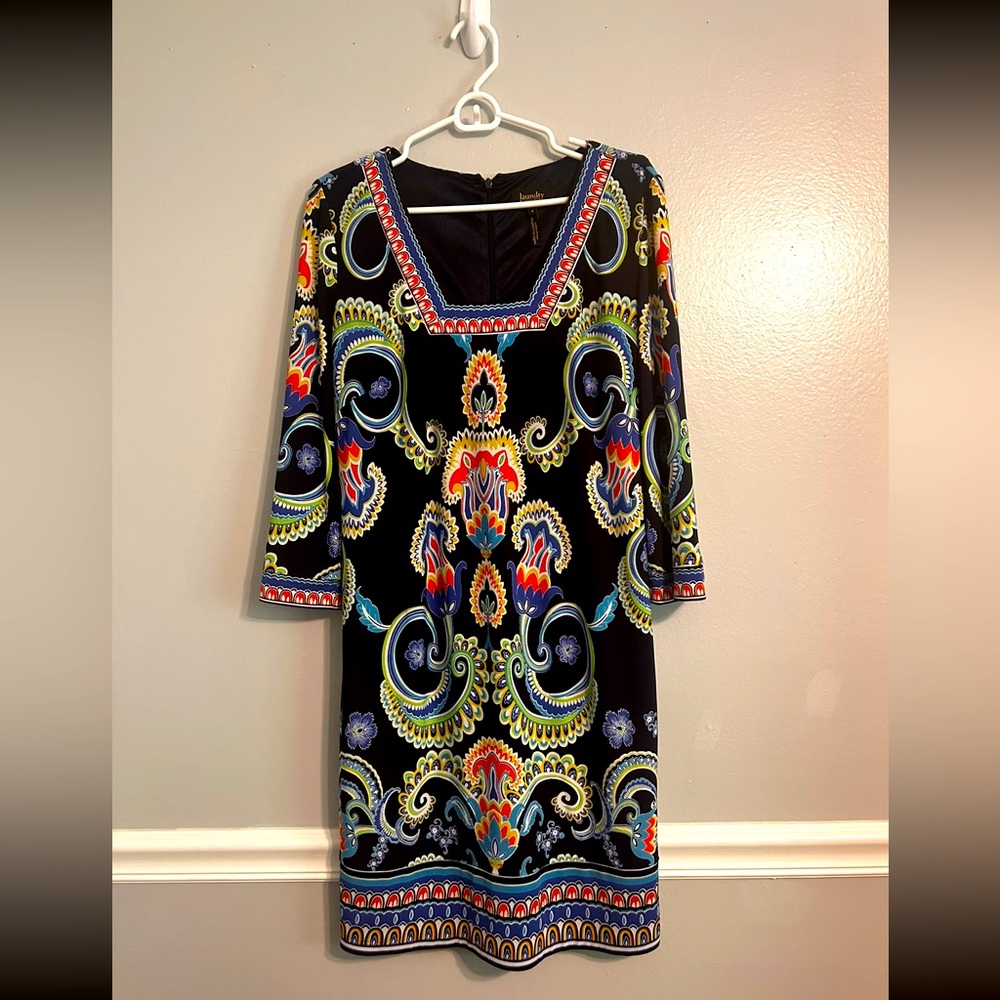 Laundry by Shelli Segal floral print knee length dress 3/4 sleeve